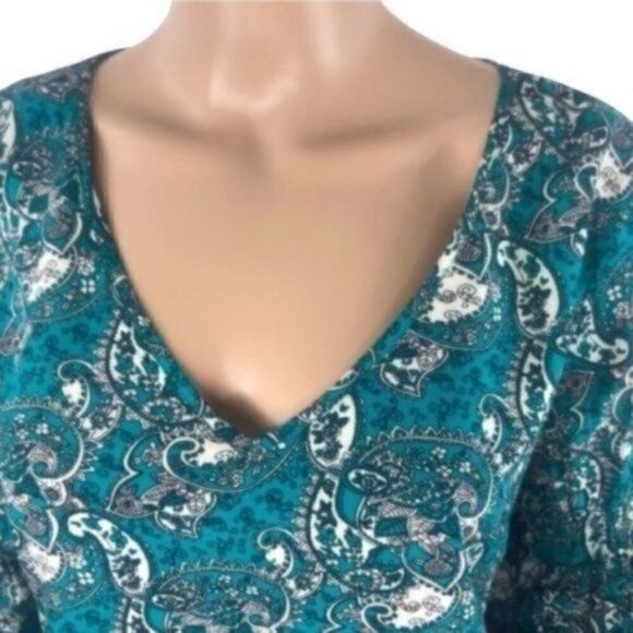 Solitaire Rayon paisley ruffled sleeve blouse size Large - Picture 3 of 8